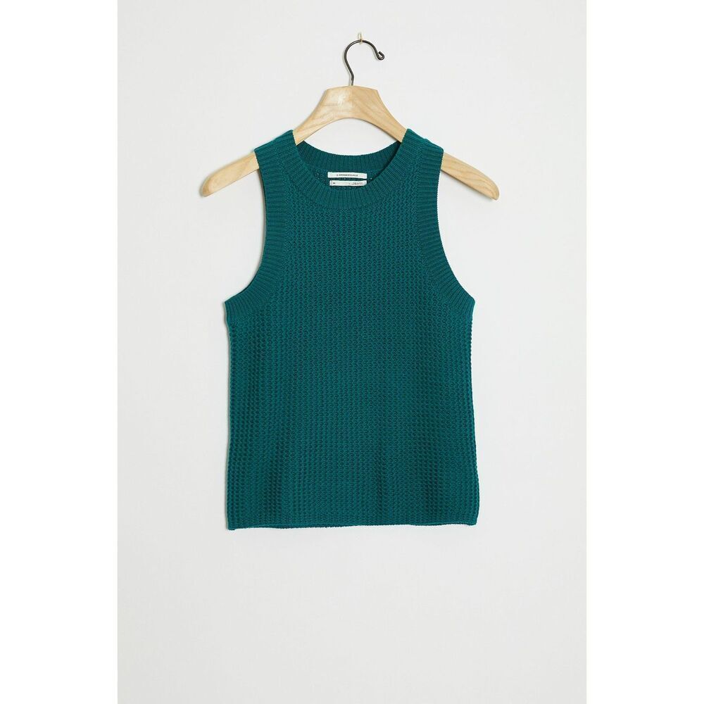 Teal Green Anthropologie Textured Sleeveless Pullover Knit Sweater Tank (NWT)